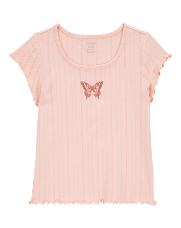 Kid Butterfly Pointelle Baby Tee, 