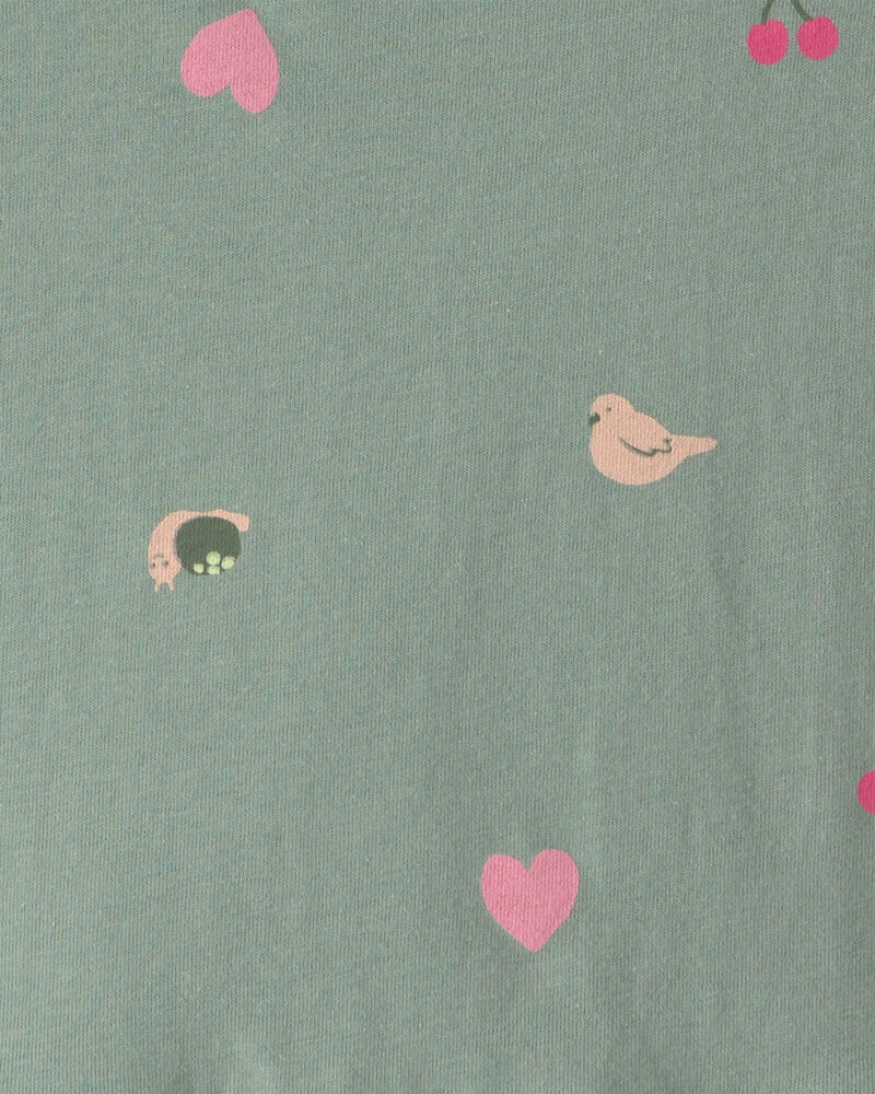 Baby Girl All Over Print Long Sleeve Top - Green, image 2 of 3 slides