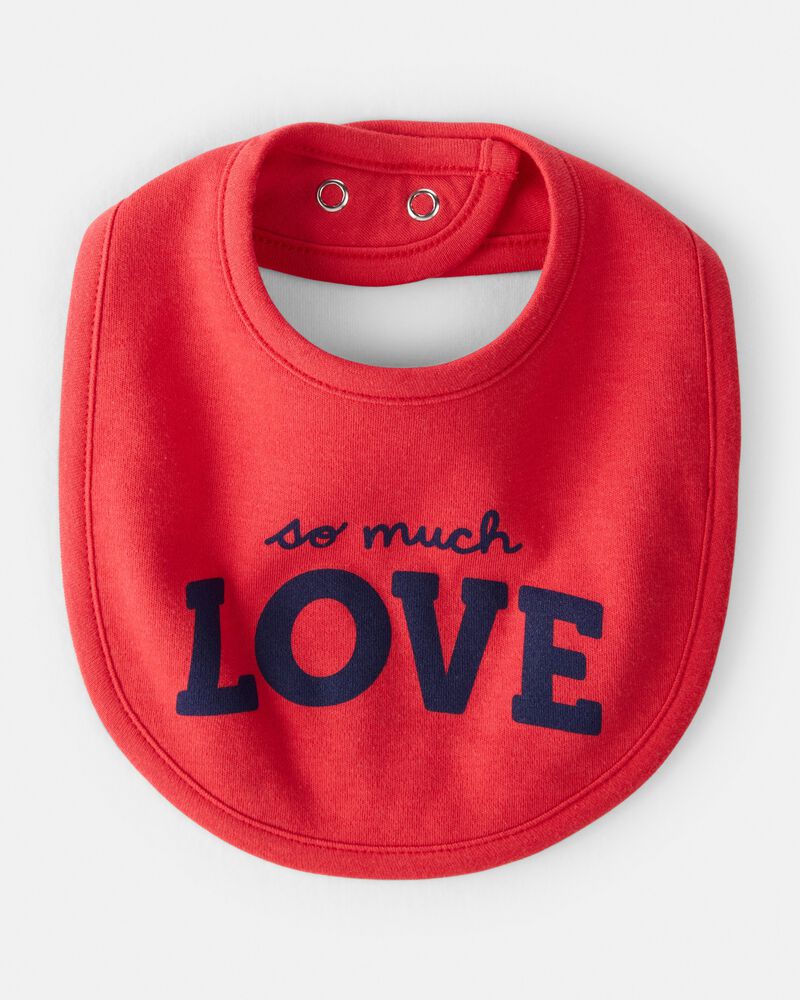 Baby Valentine's Day So Much Love Bib - Red, image 1 of 3 slides