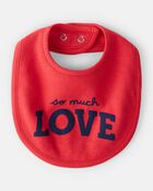 Baby Valentine's Day So Much Love Bib - Red, image 1 of 3 slides