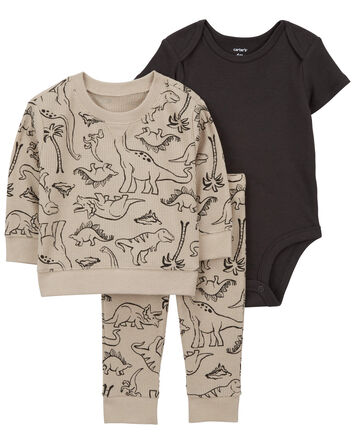3-Piece Dino Print Little Pullover Set, 