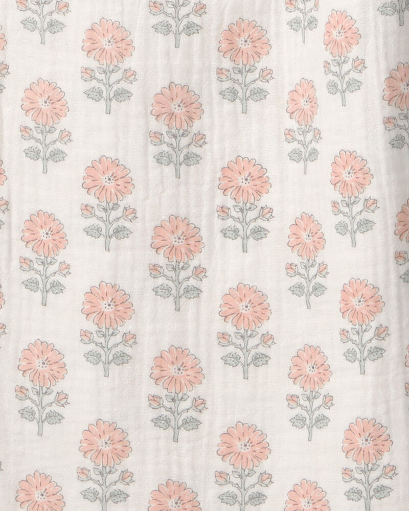 Girls Organic Cotton Gauze Jumpsuit in Rosebud Petal Print, image 3 of 4 slides