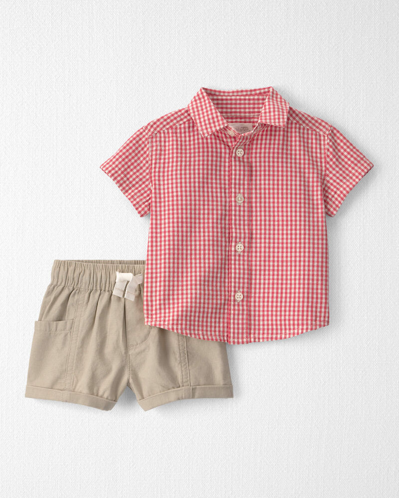 Baby Boy 2-Piece Gingham Set Made with Organic Cotton, image 1 of 8 slides