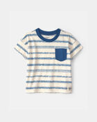 Tout-petit gar&ccedil;on - T-shirt &agrave; rayures avec poche - Bleu/Blanc, image 1 sur 2 diapositives