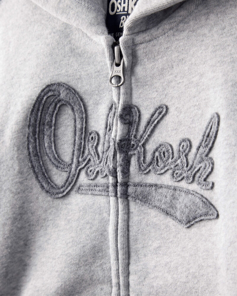 Toddler Boy OshKosh Fleece Logo Zip Hoodie - Gray, image 2 of 4 slides