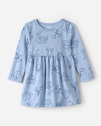 B&eacute;b&eacute; fille - Robe en tricot &agrave; manches longues &agrave; boucle - Bleu, 