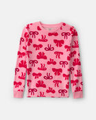 Girls 2-Piece Bows DreamPlush Snug Fit Pyjama Set - Pink, image 3 of 5 slides