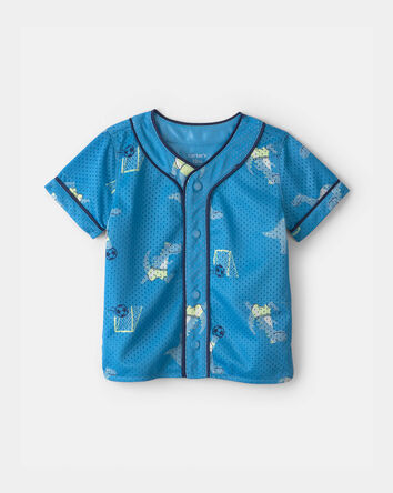 Baby Boy Dinosaur Mesh Jersey - Blue, 
