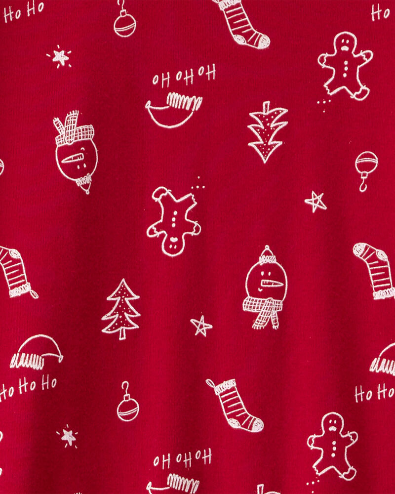 Adult Christmas 100% Cotton Snug Fit 2-Piece Pyjamas - Red, image 2 of 3 slides