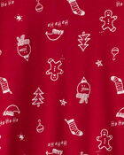 Adult Christmas 100% Cotton Snug Fit 2-Piece Pyjamas - Red, image 2 of 3 slides