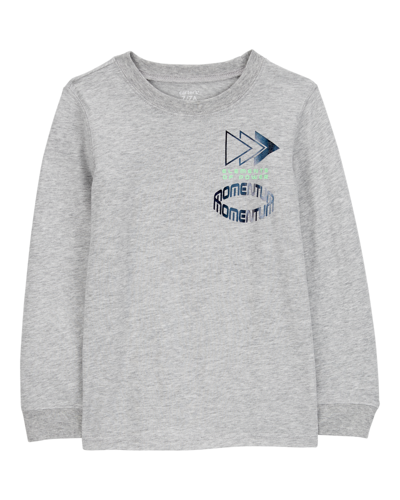 Kid Sports Momentum Cotton Blend Long-Sleeve Tee - Grey, image 1 of 4 slides