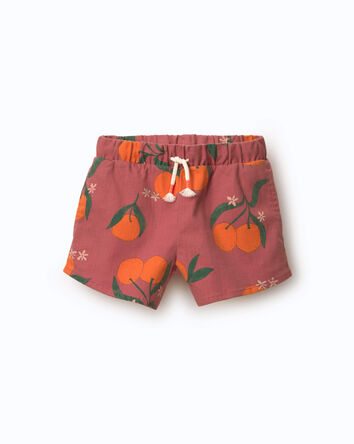 Toddler Girl A-Line Shorts in Clementine Grove Print - Burgundy, 