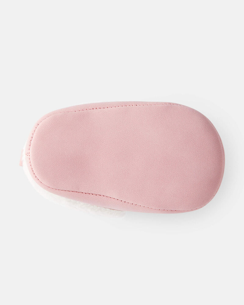 Baby Girl Sherpa Moccasin Boots - Pink/White, image 5 of 6 slides