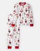 Adult Santa Milk & Cookies 100% Cotton Long-Sleeve Snug Fit - White, image 1 of 3 slides