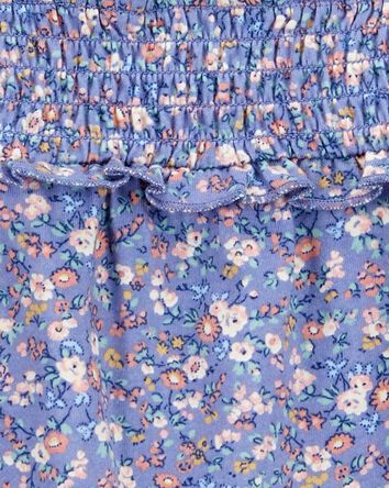Baby Floral Print Smocked Square Neck Top, 