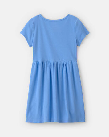 Girls Rib Short-Sleeve Dress - Blue, 