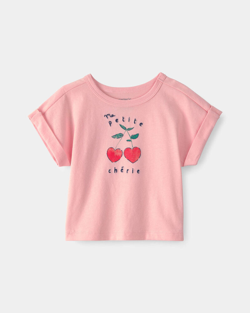 Baby Girl Cherry Top - Pink, image 1 of 4 slides