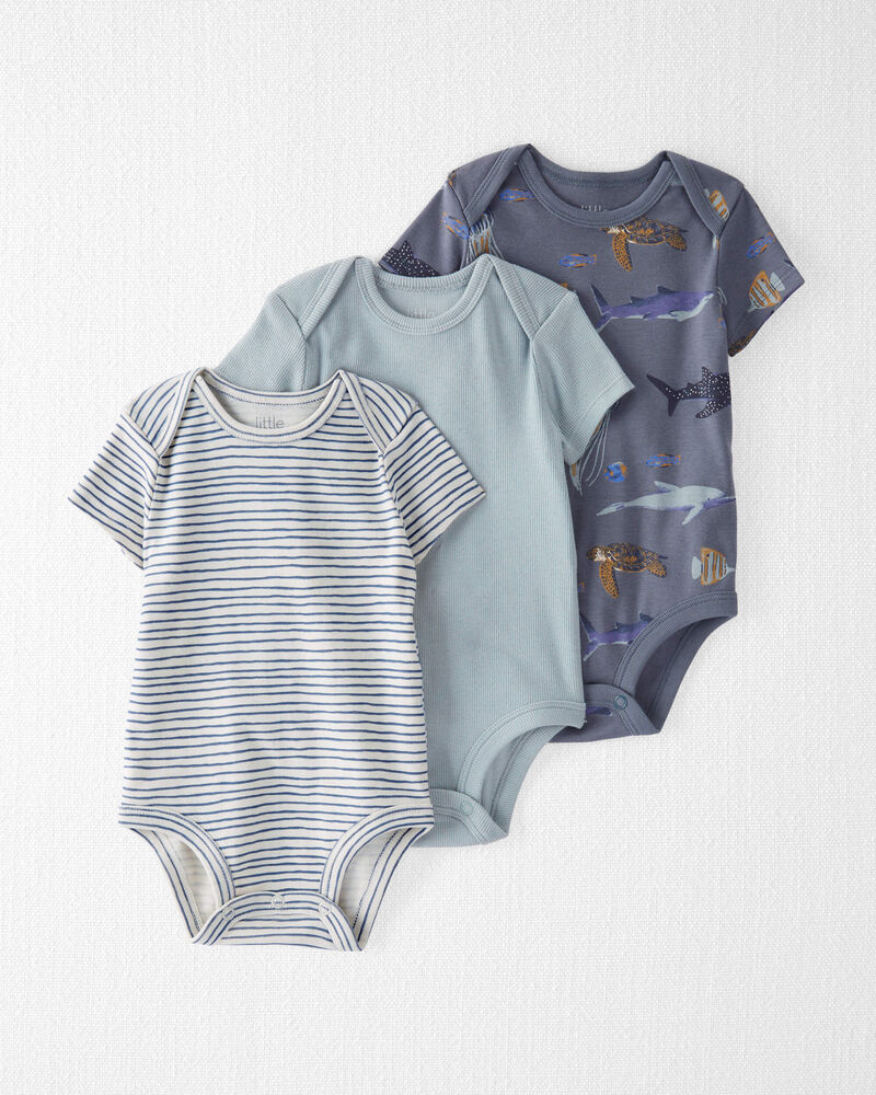 Baby 3-Pack Organic Cotton Rib Bodysuits, image 1 of 7 slides