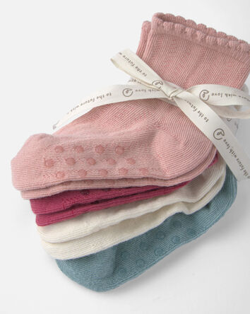 Toddler Girl 4-Pack No-Slip Ankle Socks Made with Organic Cotton, 