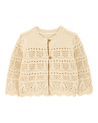 Baby Pointelle Cardigan - Cream, image 1 of 3 slides