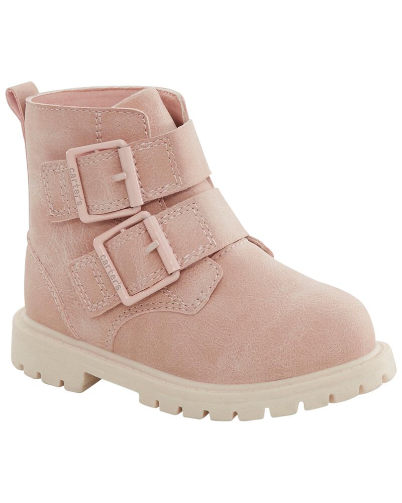 Pink Buckle Boots