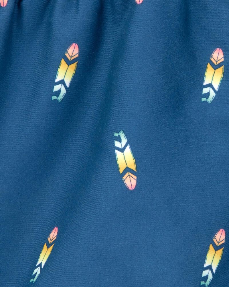 Toddler Surfboard-Print Pull-On Swim Trunks, image 3 of 4 slides