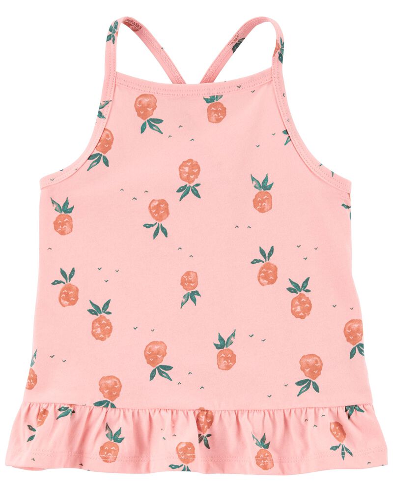 Pineapple Print Ruffle Criss-Cross Tank, image 1 of 3 slides
