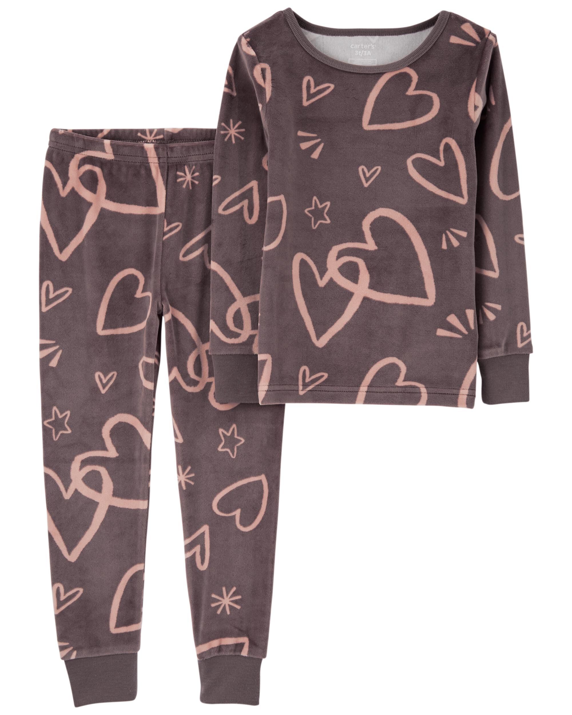 Grey 2 Piece Heart Fuzzy Velboa Pyjamas Carter s Oshkosh Canada