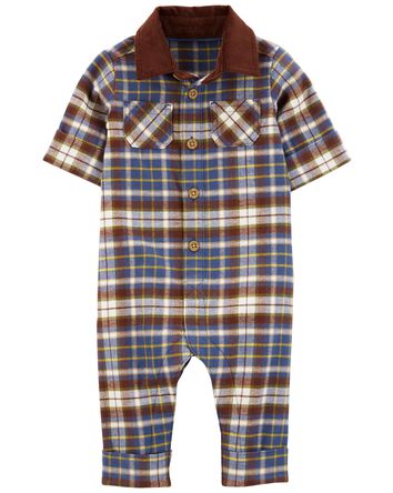  Newborn Baby Boy Girl Checkerboard Plaid Print Sleeveless  Button Romper Jumpsuit Bodysuit One Piece Outfit 0-24M (Brown, 0-6 Months):  Clothing, Shoes & Jewelry