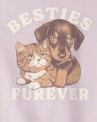 Girls 'Besties Furever' Graphic Tee - Lavender, image 2 of 3 slides