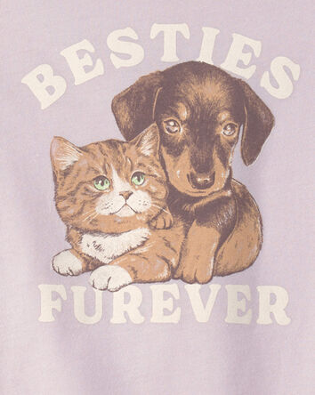 Filles - T-shirt &agrave; imprim&eacute; &laquo;Besties Furever&raquo; - Mauve, 