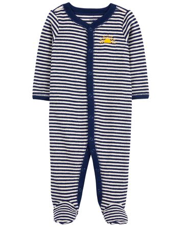 Striped Snap-Up Terry Sleeper Pyjamas, 