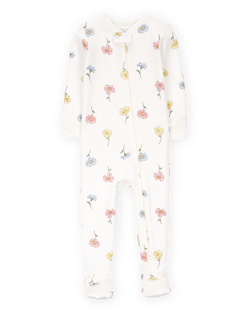 Baby Floral Zip-Up PurelySoft 1-Piece Pyjamas, 