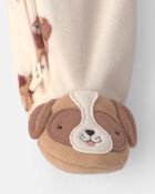 Baby Boy Dog Fleece 2-Way Zip Sleeper Pyjamas - Cream, image 6 of 7 slides