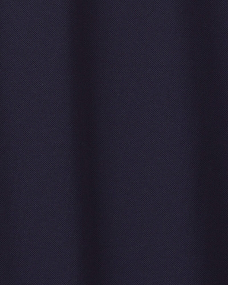 Girls Pique Short-Sleeve Uniform Dress - Navy, image 3 of 4 slides