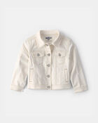 Toddler Girl Twill Jacket - Ivory, image 2 of 4 slides