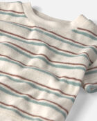 B&eacute;b&eacute; - Ensemble 2 pi&egrave;ces haut et short en tissu &eacute;ponge avec coton biologique &agrave; rayures, image 3 sur 4 diapositives