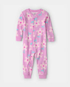 Toddler Girl Floral 100% Cotton Snug Fit 1-Piece pyjama - Pink, image 1 of 3 slides