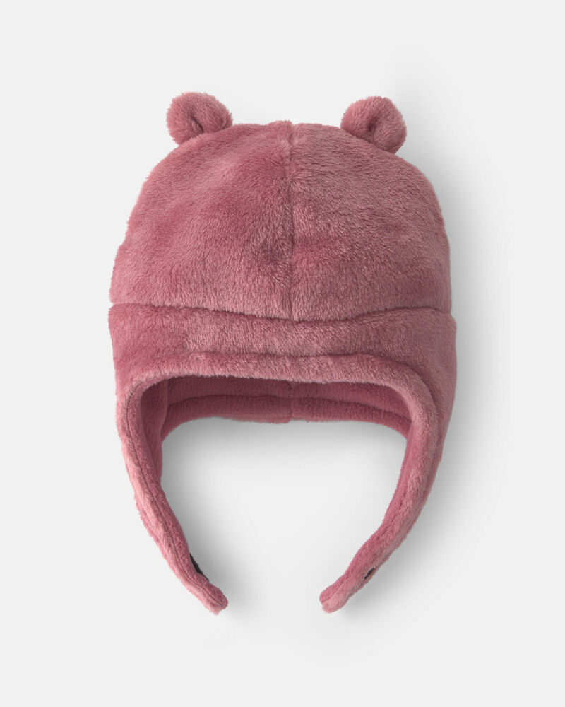 Baby Girl Kombi Velboa Hat and Mitten Set - Berry, image 2 of 2 slides