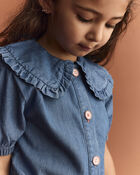 Tout-petit fille - Haut &agrave; col Claudine en chambray, image 4 sur 6 diapositives
