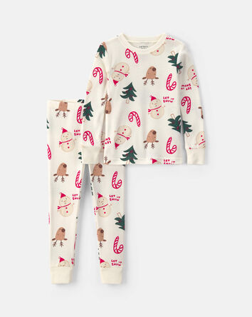 Baby 2-Piece Christmas Holiday Icon 100% Cotton Snug Fit Pyjama Set - Cream, 