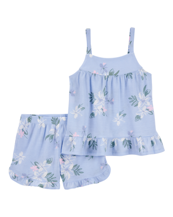 Girls 2-Piece Floral Loose Fit Pyjamas, 