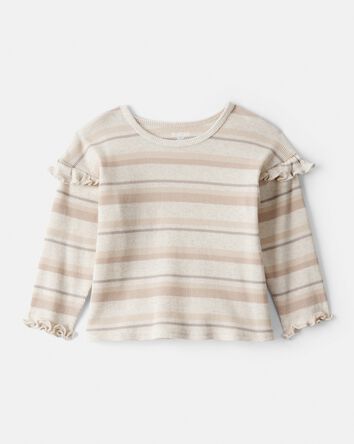B&eacute;b&eacute; fille - Haut &agrave; manches longues ray&eacute;&nbsp;&ndash; Cr&egrave;me, 