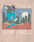 Boys Skateboard Cotton Short-Sleeve Snug Fit 4-Piece pyjama Set - Green/Brown, image 3 of 5 slides