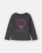 Filles - T-shirt manches longues &agrave; imprim&eacute; c&oelig;ur et Paris - Noir , image 1 sur 2 diapositives