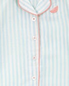 Kid Striped Loose Fit 2-Piece Pyjamas - Mint, image 3 of 4 slides