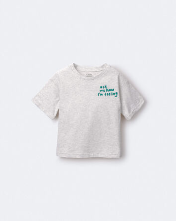 Toddler Girl 'Ask Me How I'm Feeling' Rolled Cuff Tee - Heather Grey, 