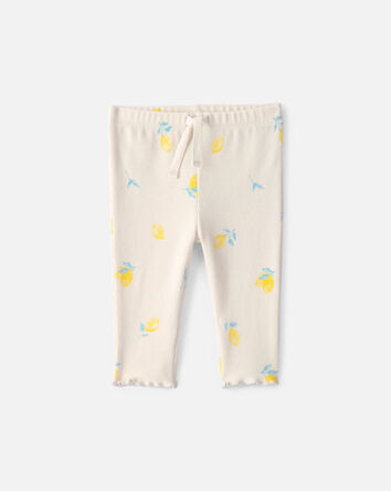 Baby Girl Lemon Rib Pants - Ivory, 