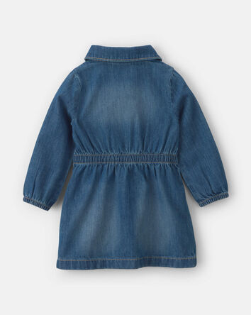 B&eacute;b&eacute; fille - Robe &agrave; manches longues en denim - D&eacute;lav&eacute; moyen, 
