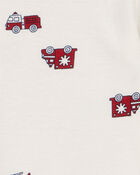 Bébé Emballage de 4 cache-couches à manches longues à motifs de camions d’incendie, image 5 sur 7 diapositives